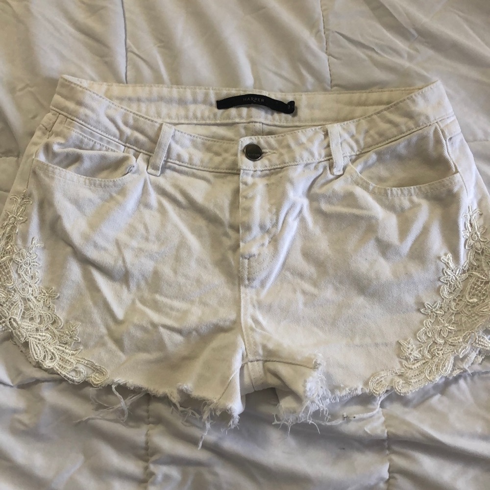 White jean shorts